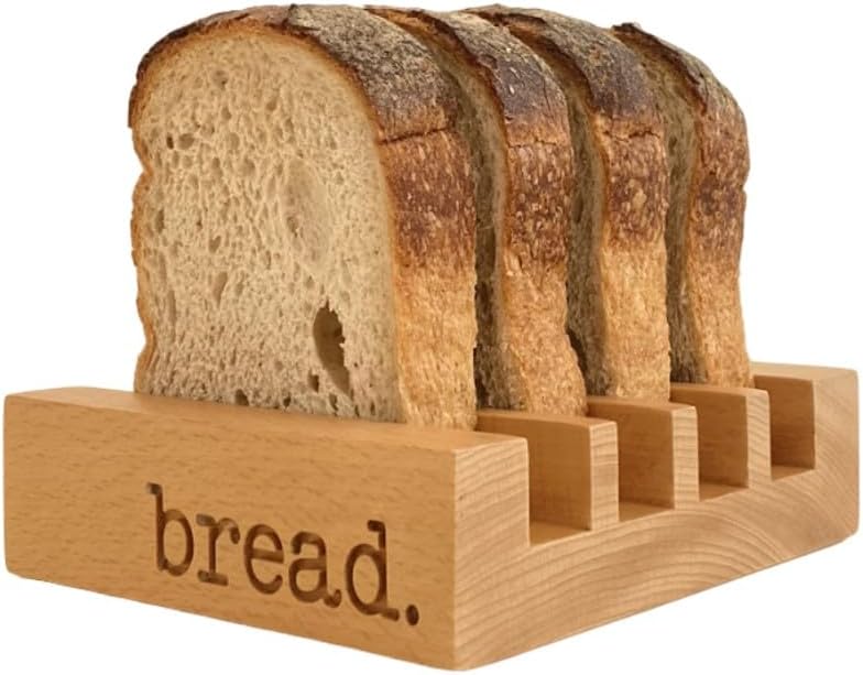 Toast Holder Rack | 4 Homemade Sourdough Bread Slice Wood Bread Rack | 8 Sandwich Type Slices Toast Stand | Toast Tray | Toast Rack English Style | Compact Toast Holder Server