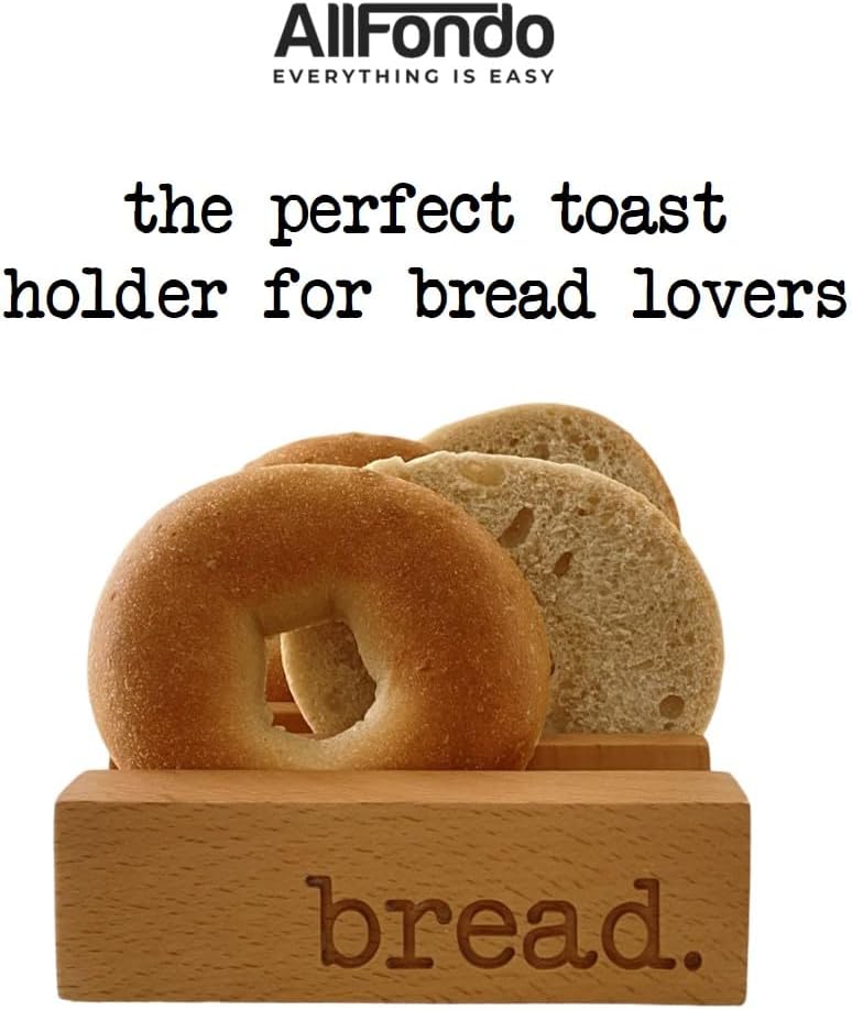 Toast Holder Rack | 4 Homemade Sourdough Bread Slice Wood Bread Rack | 8 Sandwich Type Slices Toast Stand | Toast Tray | Toast Rack English Style | Compact Toast Holder Server
