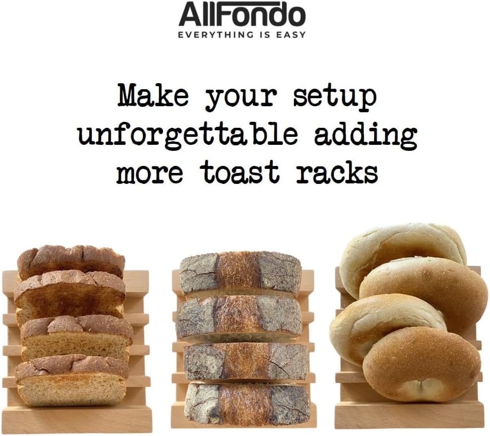 Toast Holder Rack | 4 Homemade Sourdough Bread Slice Wood Bread Rack | 8 Sandwich Type Slices Toast Stand | Toast Tray | Toast Rack English Style | Compact Toast Holder Server