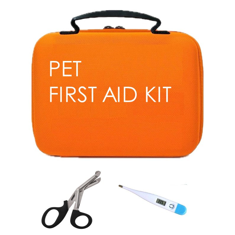 Cat & Dog First Aid Kit Home Office Travel Car Emergency Kit Pet Travel Kit – 150 Pieces with Thermometer and Bonus Mini First Aid Kit Pouch