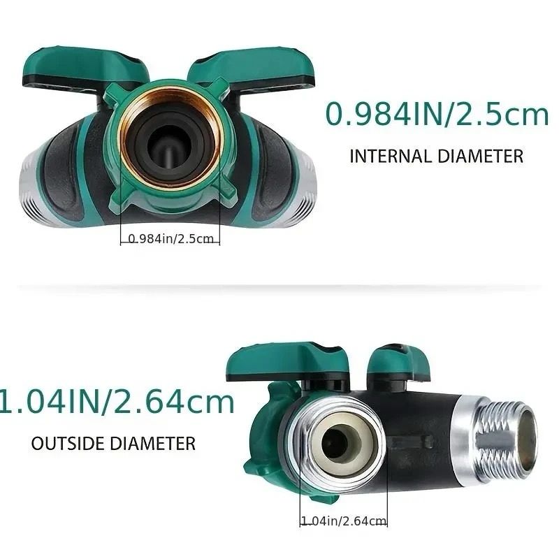 Dual Valve 2-Way Hose Splitter - Crafted with a Sturdy and Rust-Resistant Metal Body - Modern Water Hose Splitter features a Y-Shaped Garden Hose Connector - Y Connector sized at 3/4 Inch